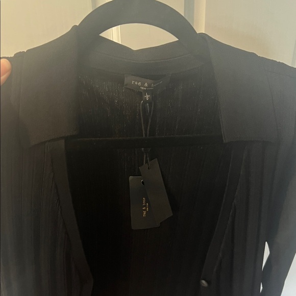 rag & bone Black Ribbed Collared Cardigan - Picture 7 of 9
